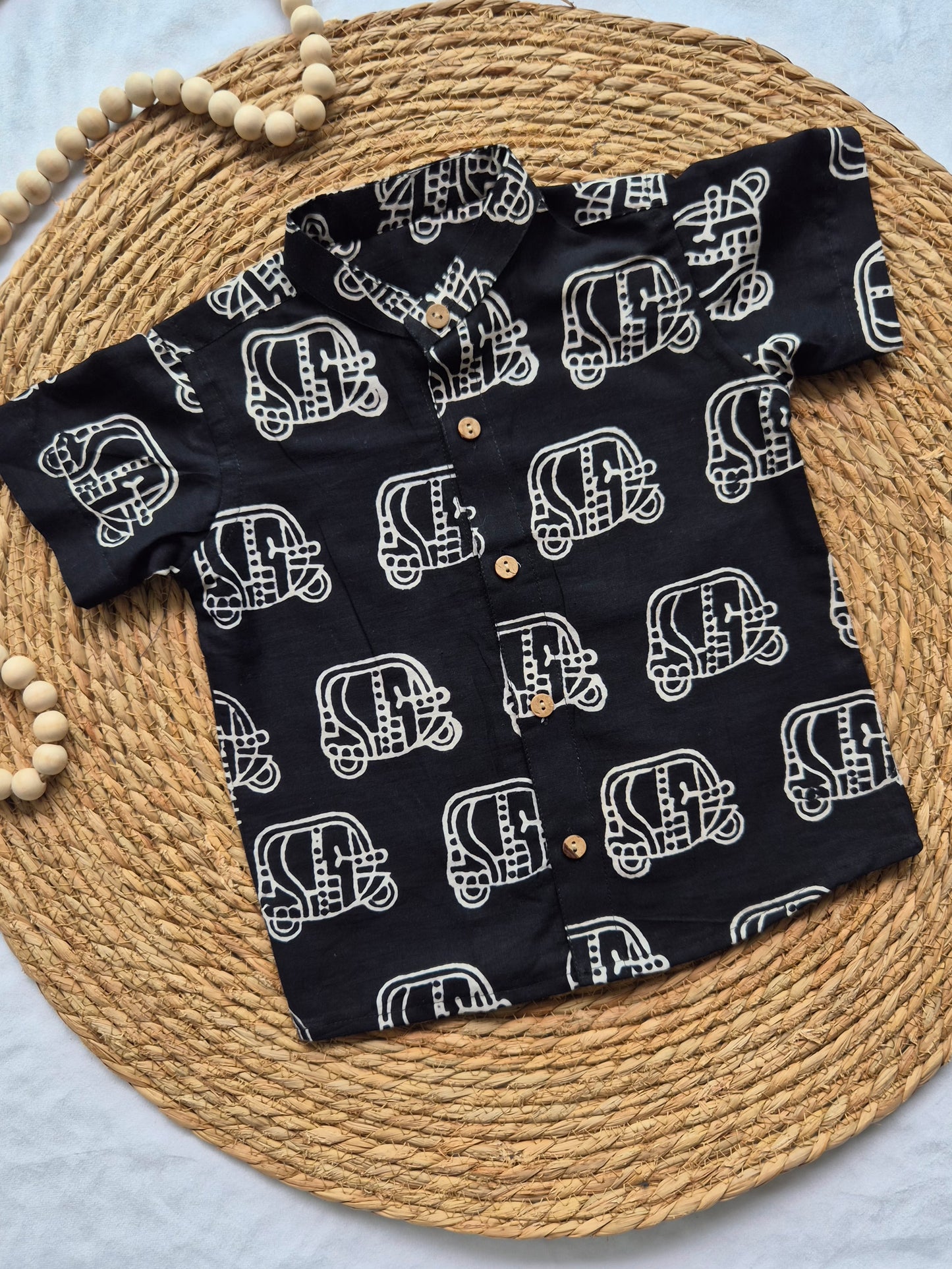Kids Cotton Black Auto Shirts (2-5years)