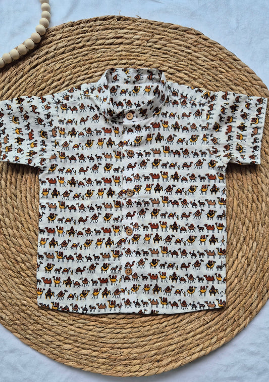 Kids Cotton White Camel Shirts (1-5years)