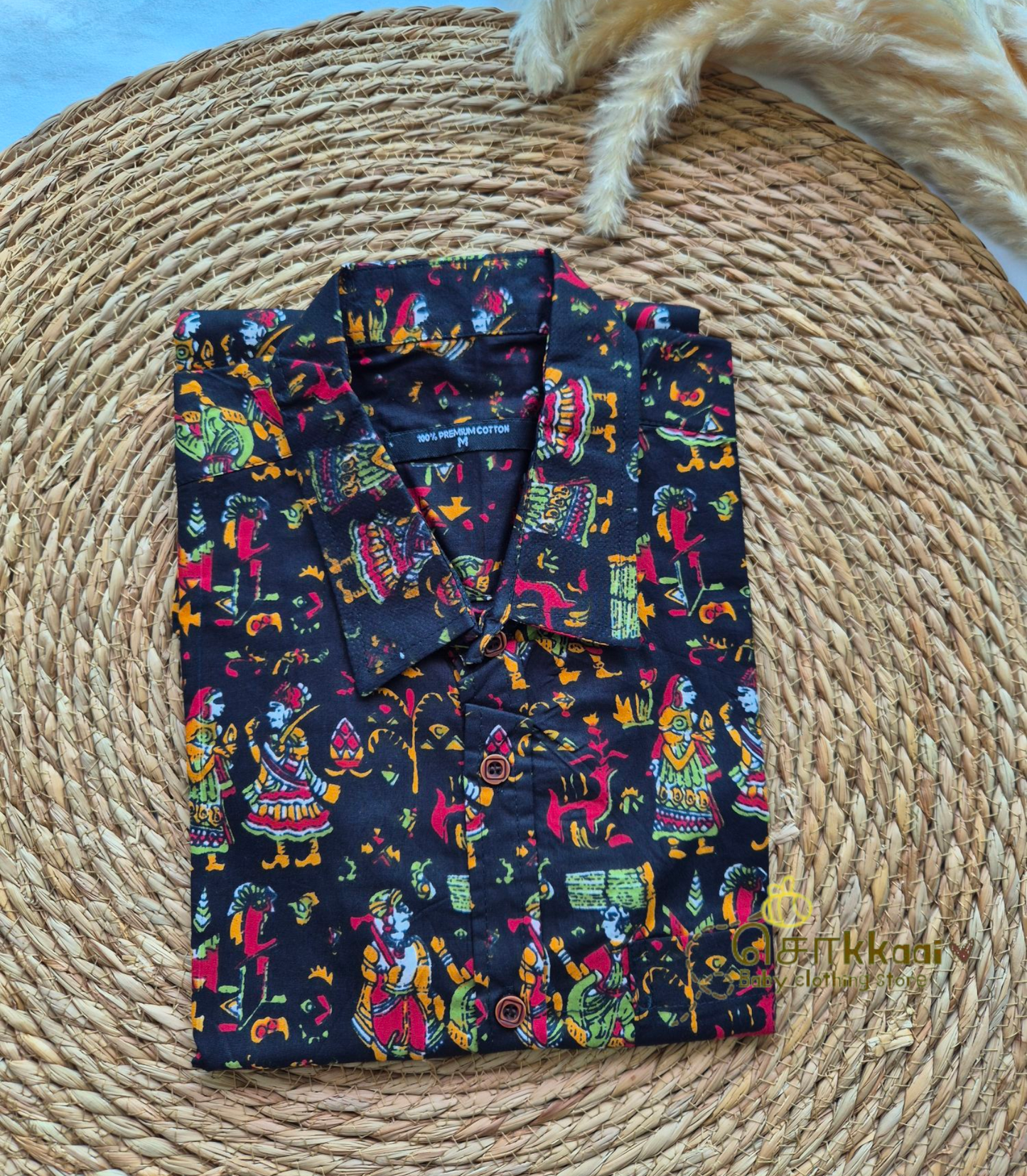 Black kalamkari Dad-Mom-Son Combo - (0 to 1 year)