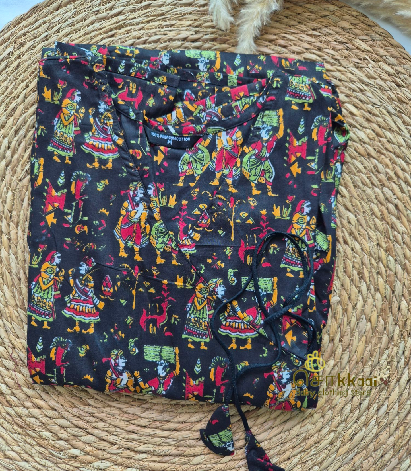 Black kalamkari Dad-Mom-Son Combo - (0 to 1 year)