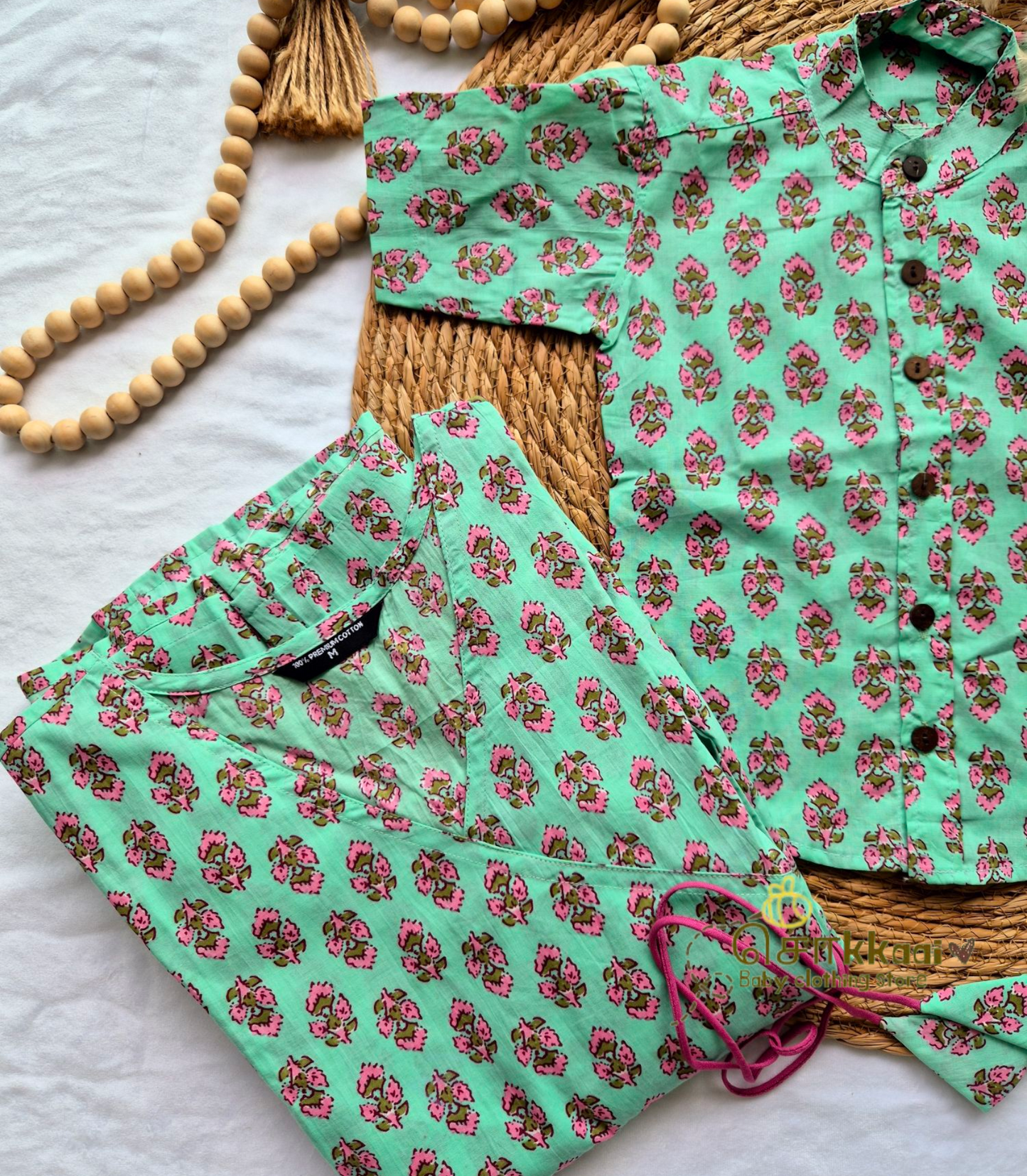 Mint green flora Women's anarkali (family combo) - M to XXL