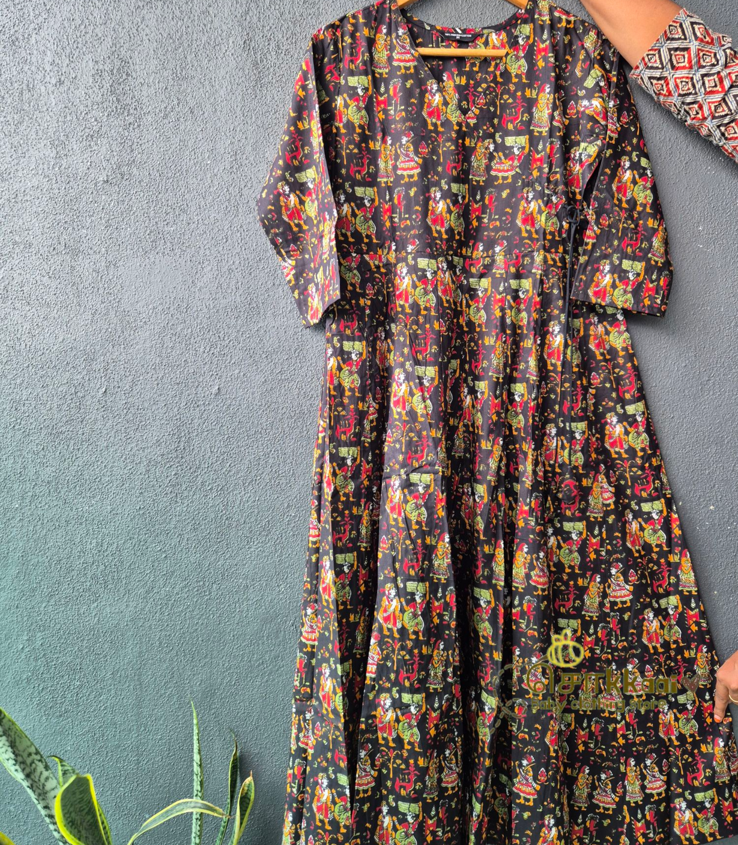 Black kalamkari Dad-Mom-Son Combo - (0 to 1 year)
