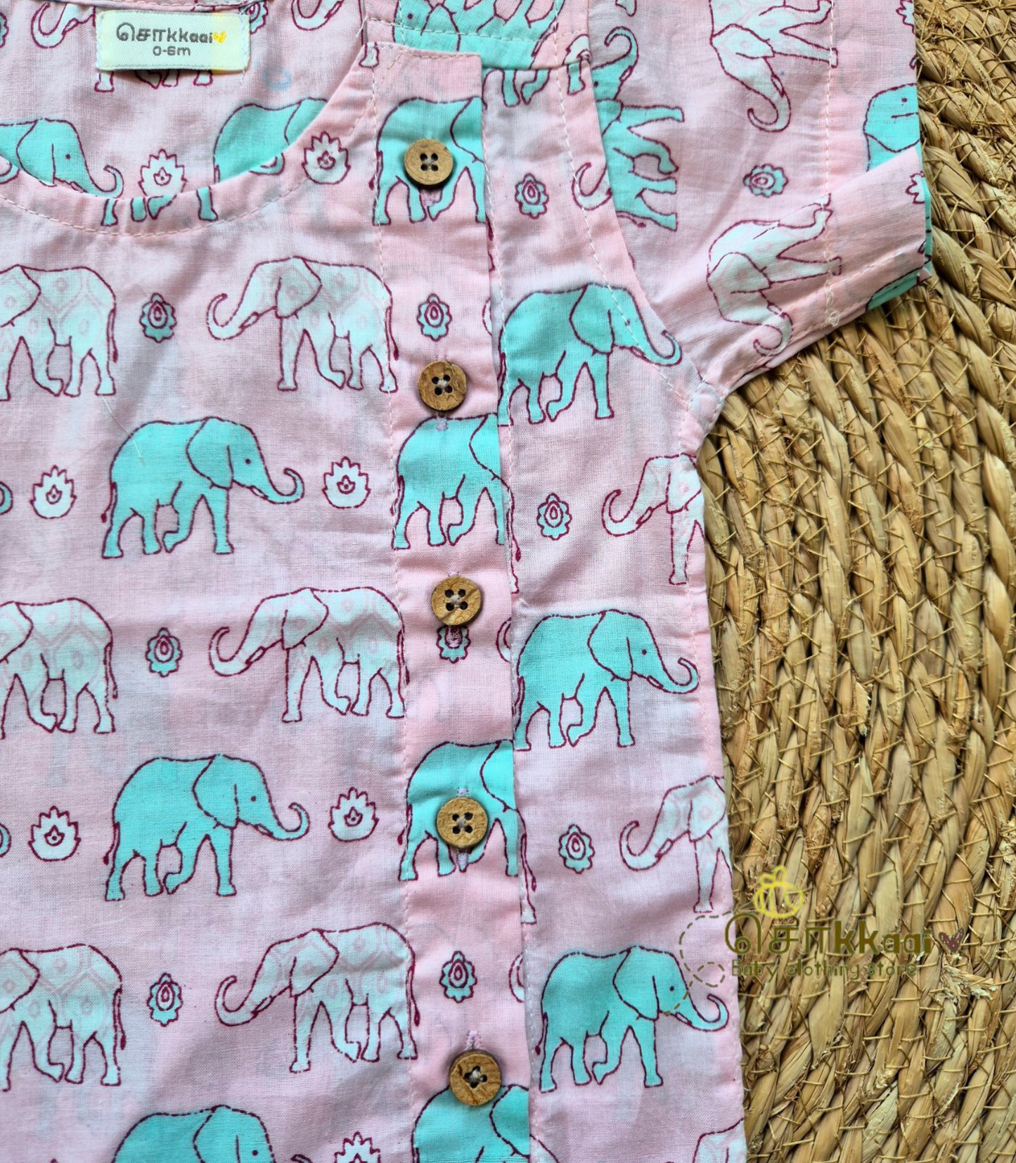 Pink elephant Kids Cotton Shirt (Nb to 3years)