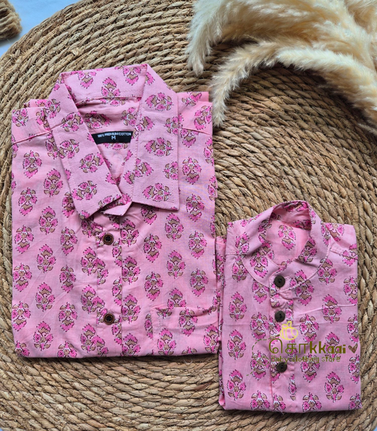 Pink floral Men's shirt (family combo) - M to XXL