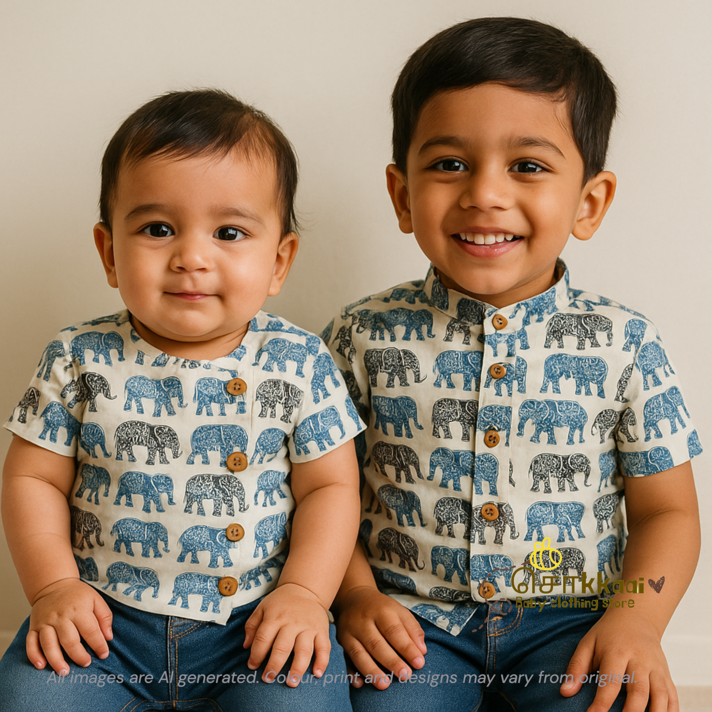 Blue Elephant Dad-Mom-Son Combo - (0 to 1 year)
