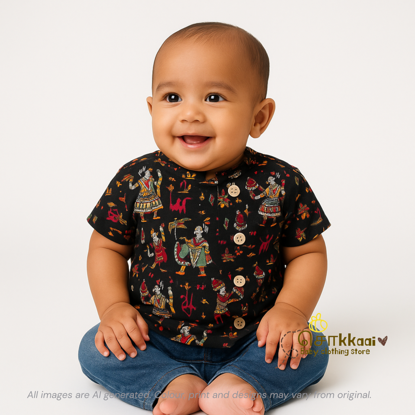 Black kalamkari Dad-Son Combo - (0 to 1 year)