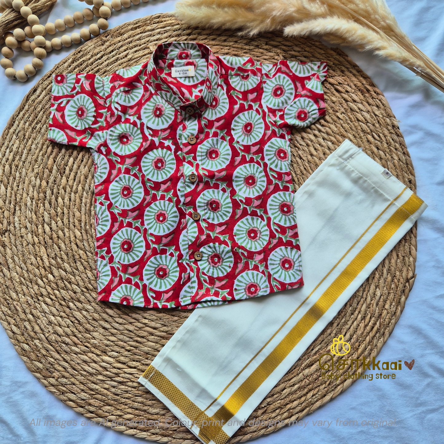 Red Spiral cotton Kids Shirt (0 to 3years)