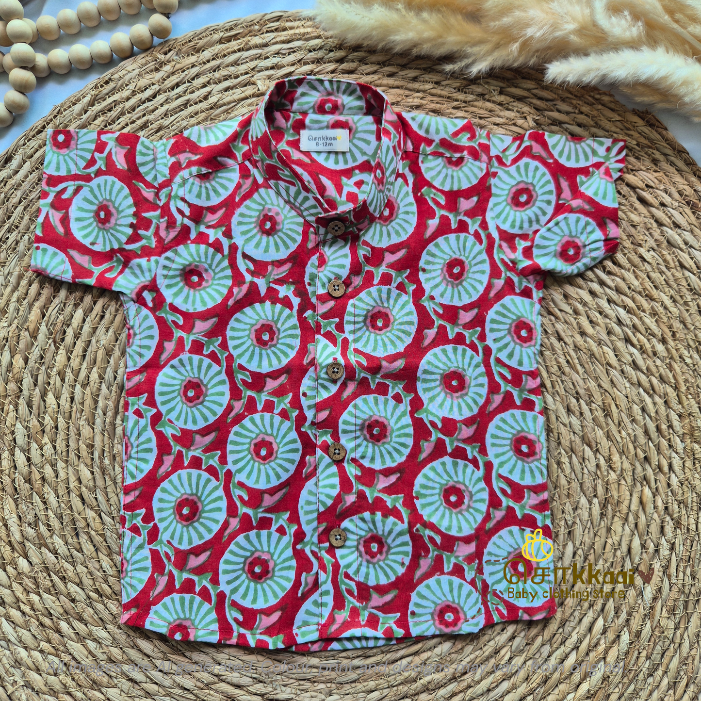 Red Spiral cotton Kids Shirt (0 to 3years)