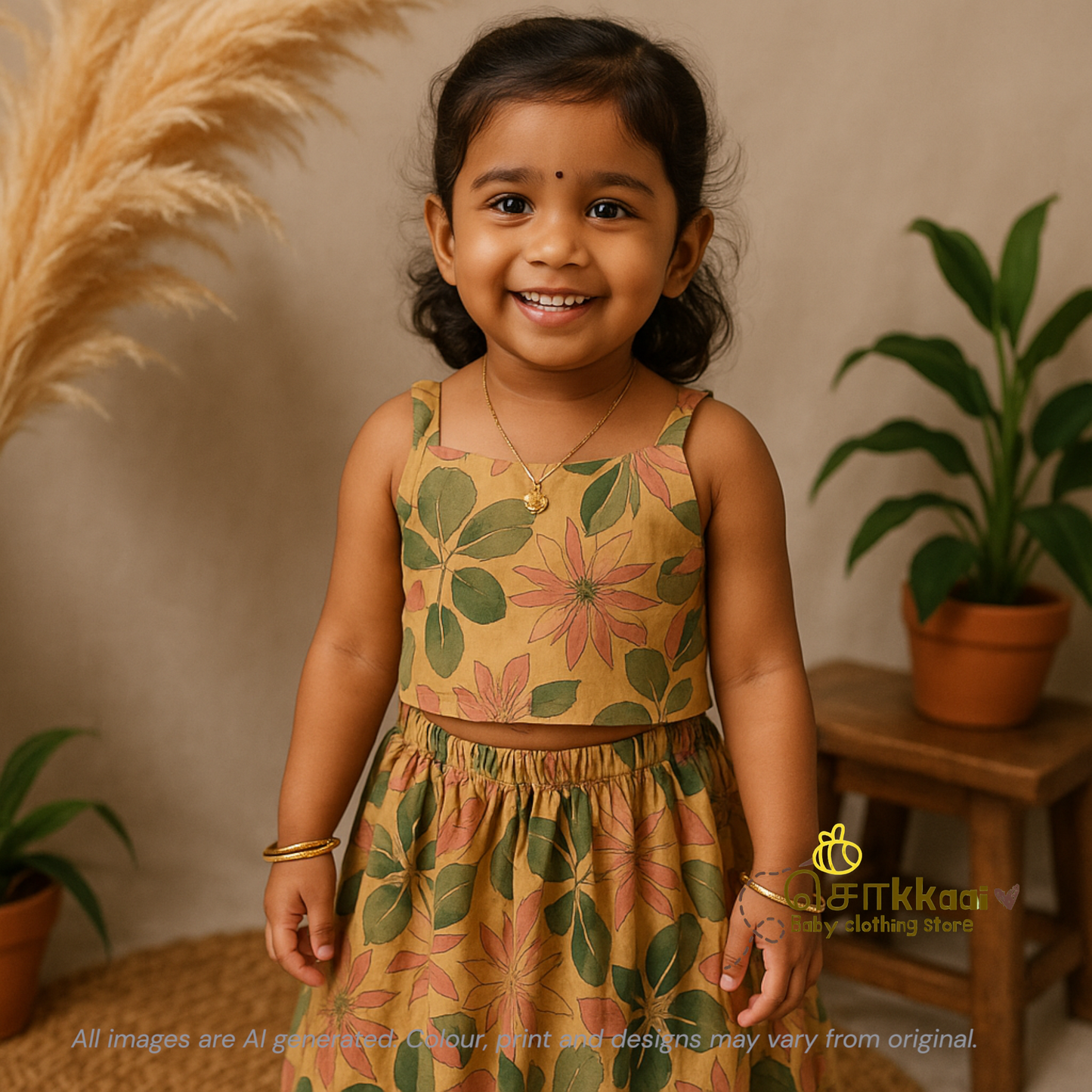 Wild floral Cotton Skirt and top for Girls (6m-4years)