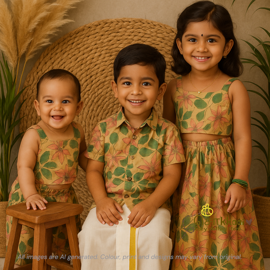 Wild floral Cotton Skirt and top for Girls (6m-4years)