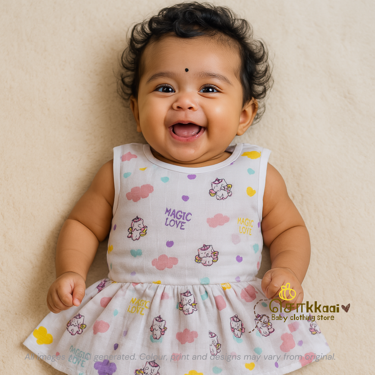 Pack of 2 button frock - Unicorn & Truck (0-6m)