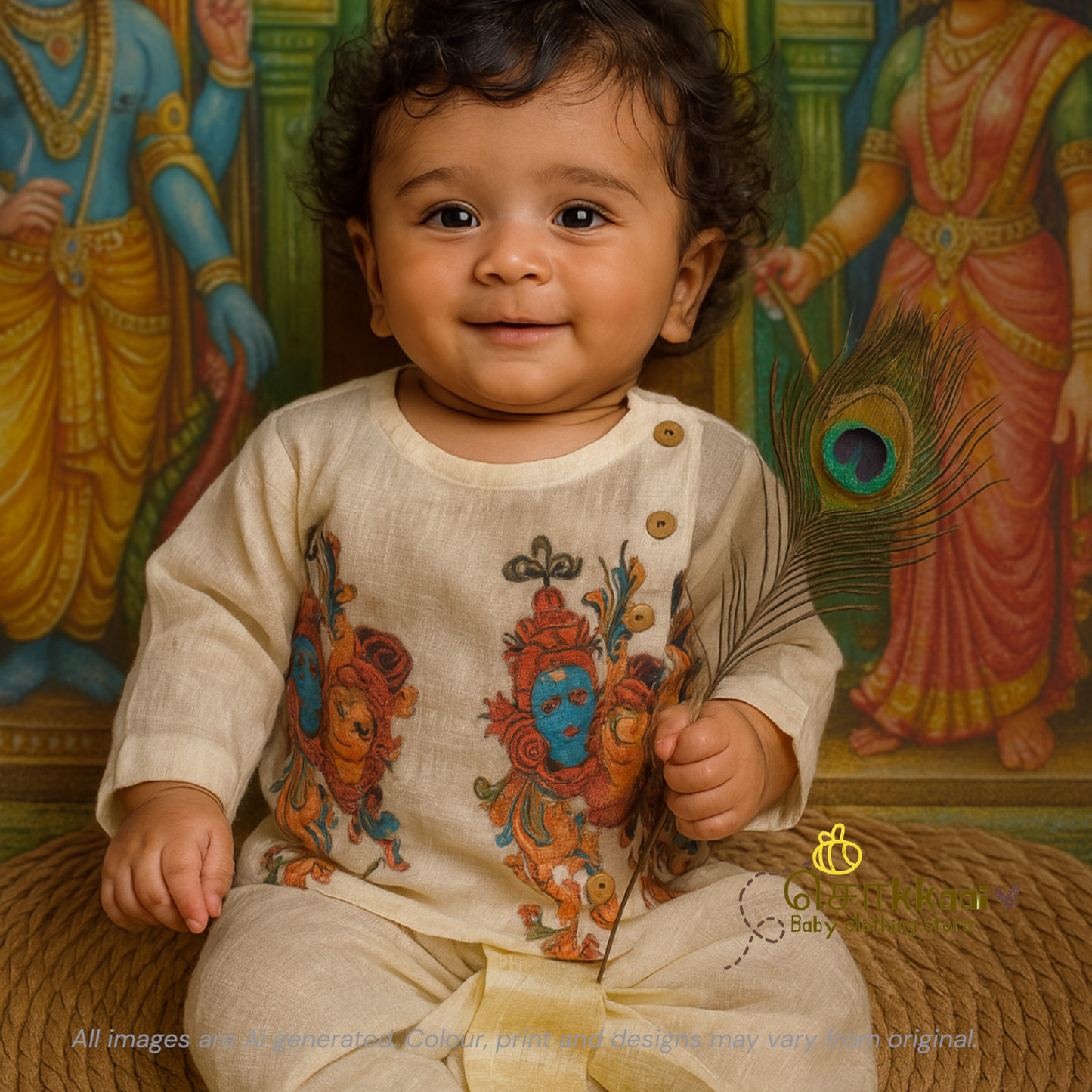 Radhe Krishna kids dhoti set (0-3yrs)