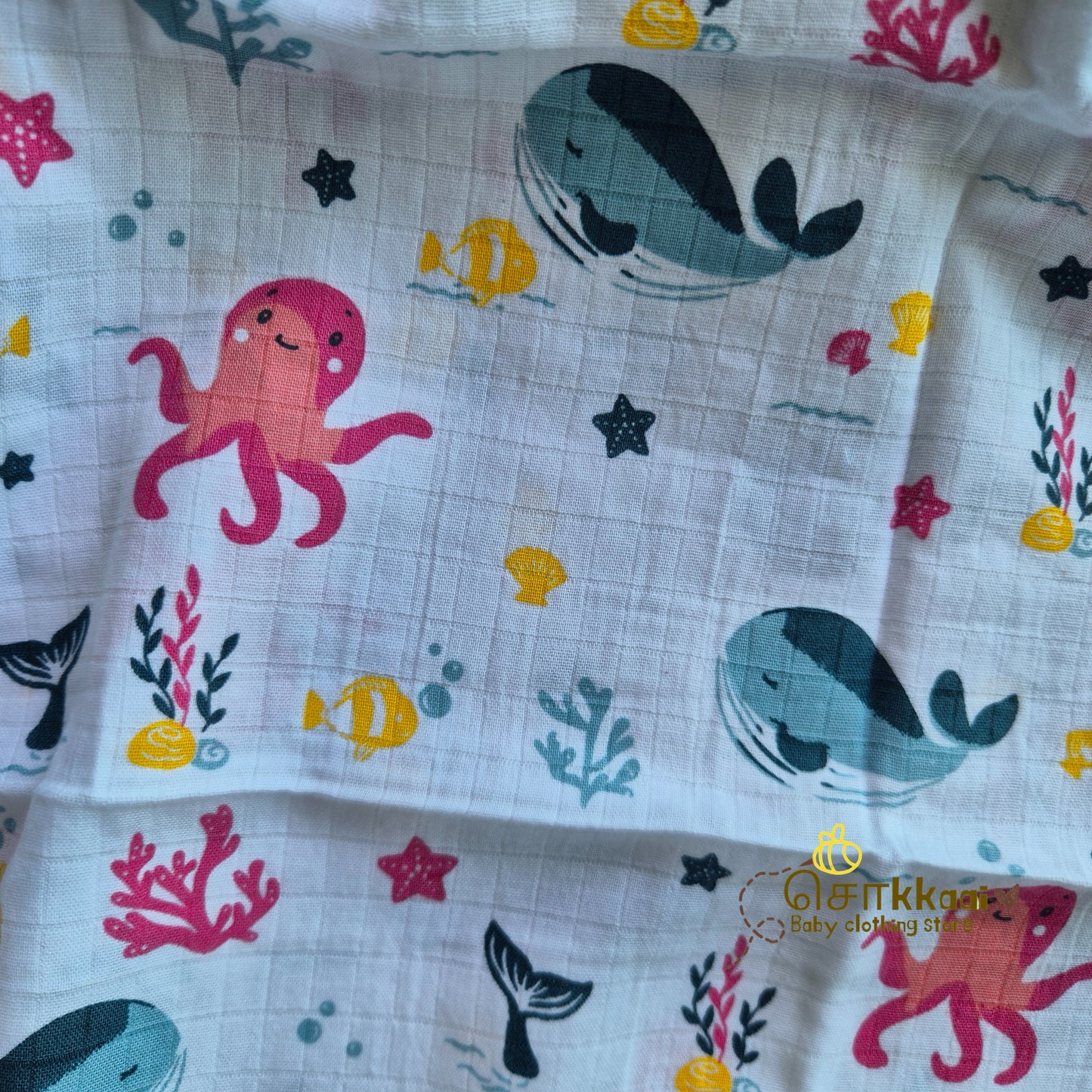 Deep Sea Giggles muslin (swaddle & wash cloth)- Sokkaai