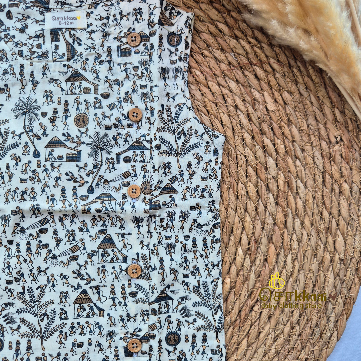 Warli tales cotton Side Button Jablas (0-3years)