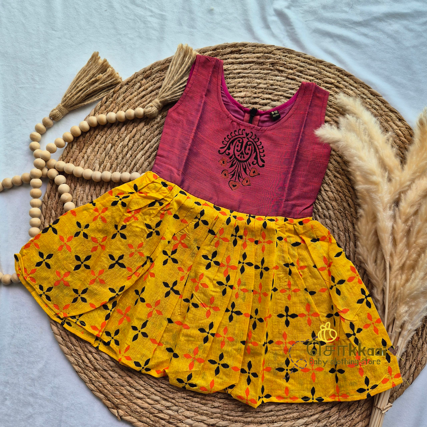 Artisan handmade Girl Frock - (6-9m)