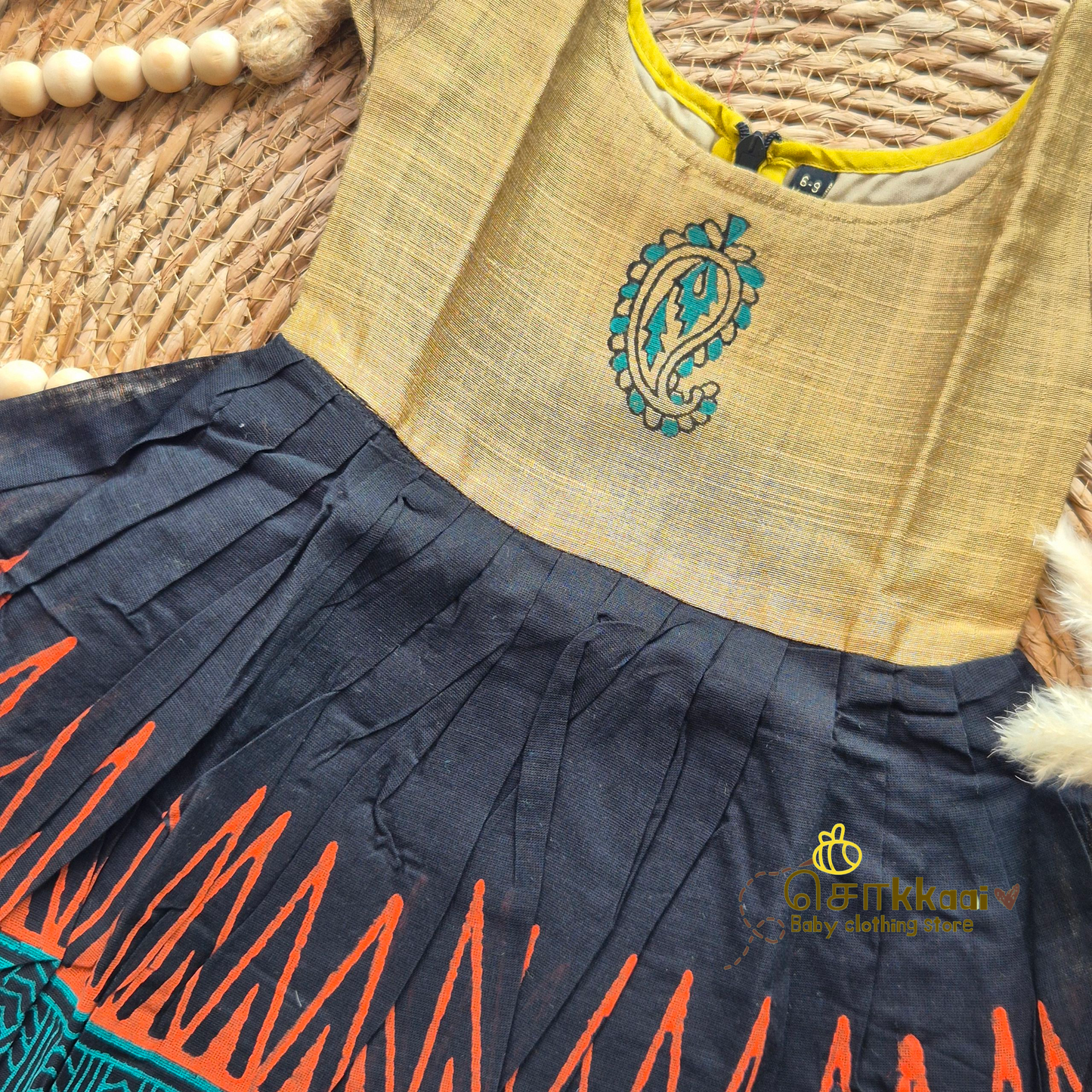 Artisan handmade Girl Frock - (6-9m)