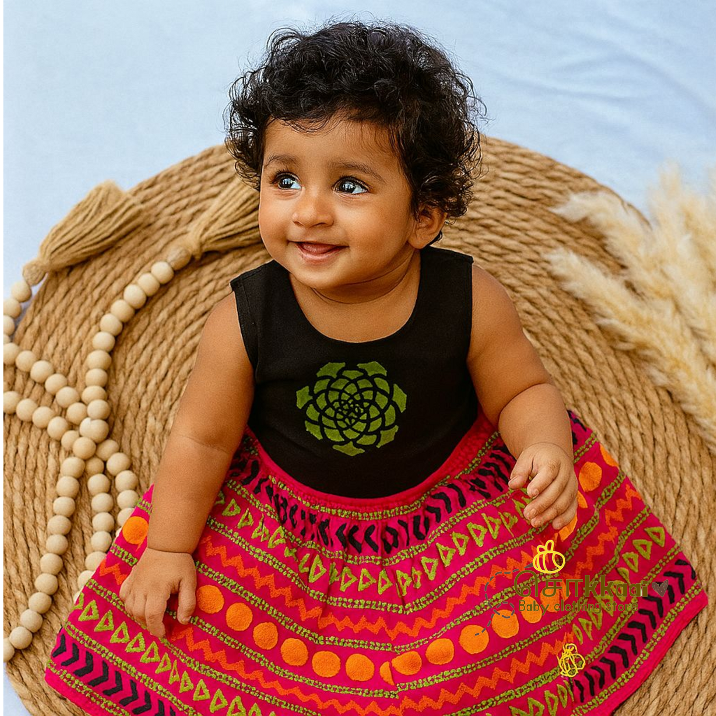 Artisan handmade Girl Frock - (6-9m)