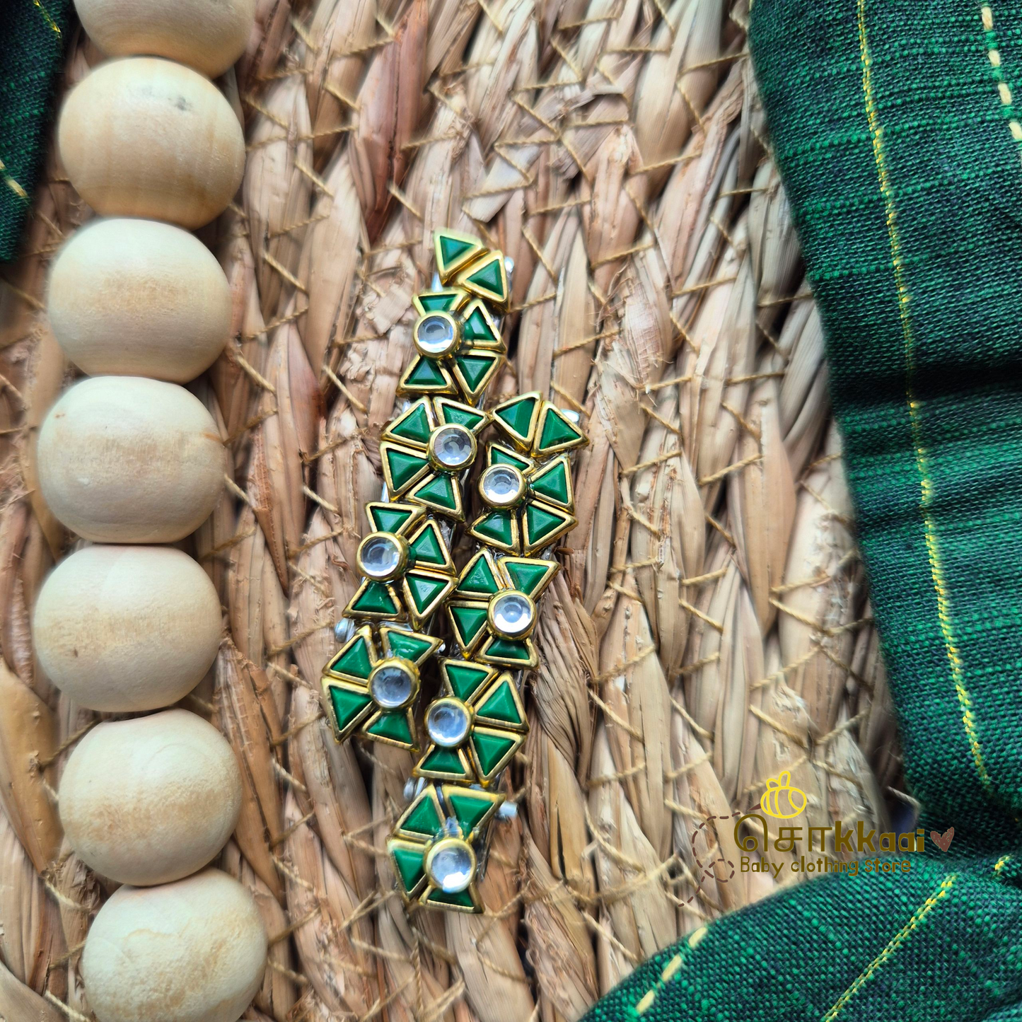 Handloom Bottle Green - Tassel Tie Girl Frock (Newborn to 3years)
