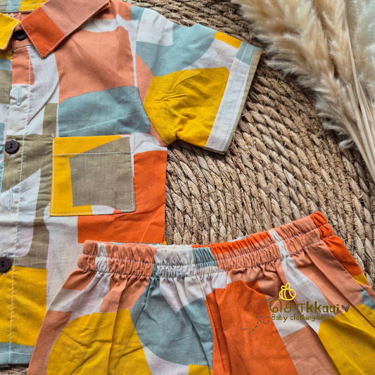 Abstract printed cotton Coord Set (0-7years)