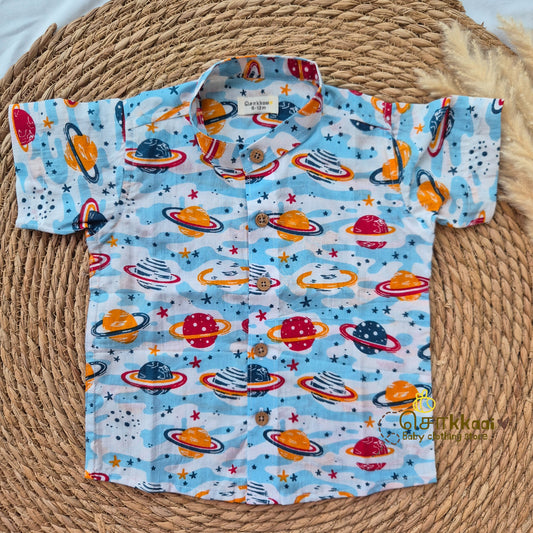 Space & Planets carnival cambric cotton Kids Shirt (0 to 5years) - Sokkaai