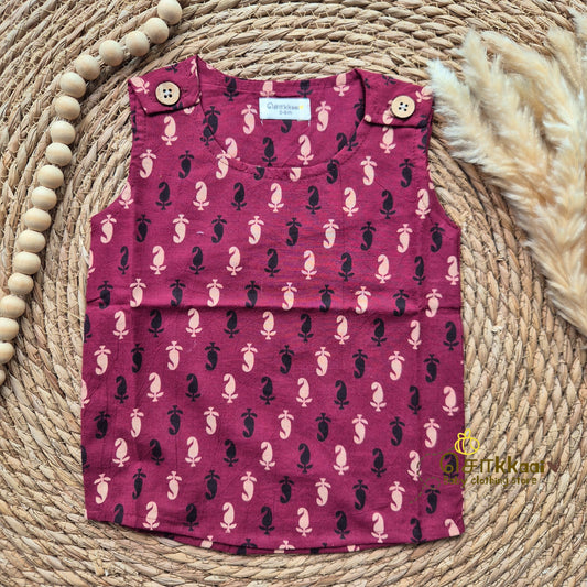 Kids cotton shoulder button tops (0 to 3years) - Sokkaai