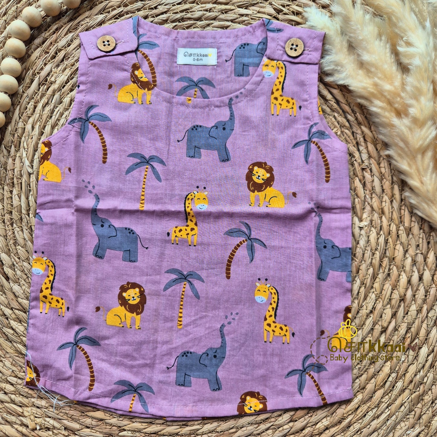 Kids cotton shoulder button tops (0 to 3years) - Sokkaai