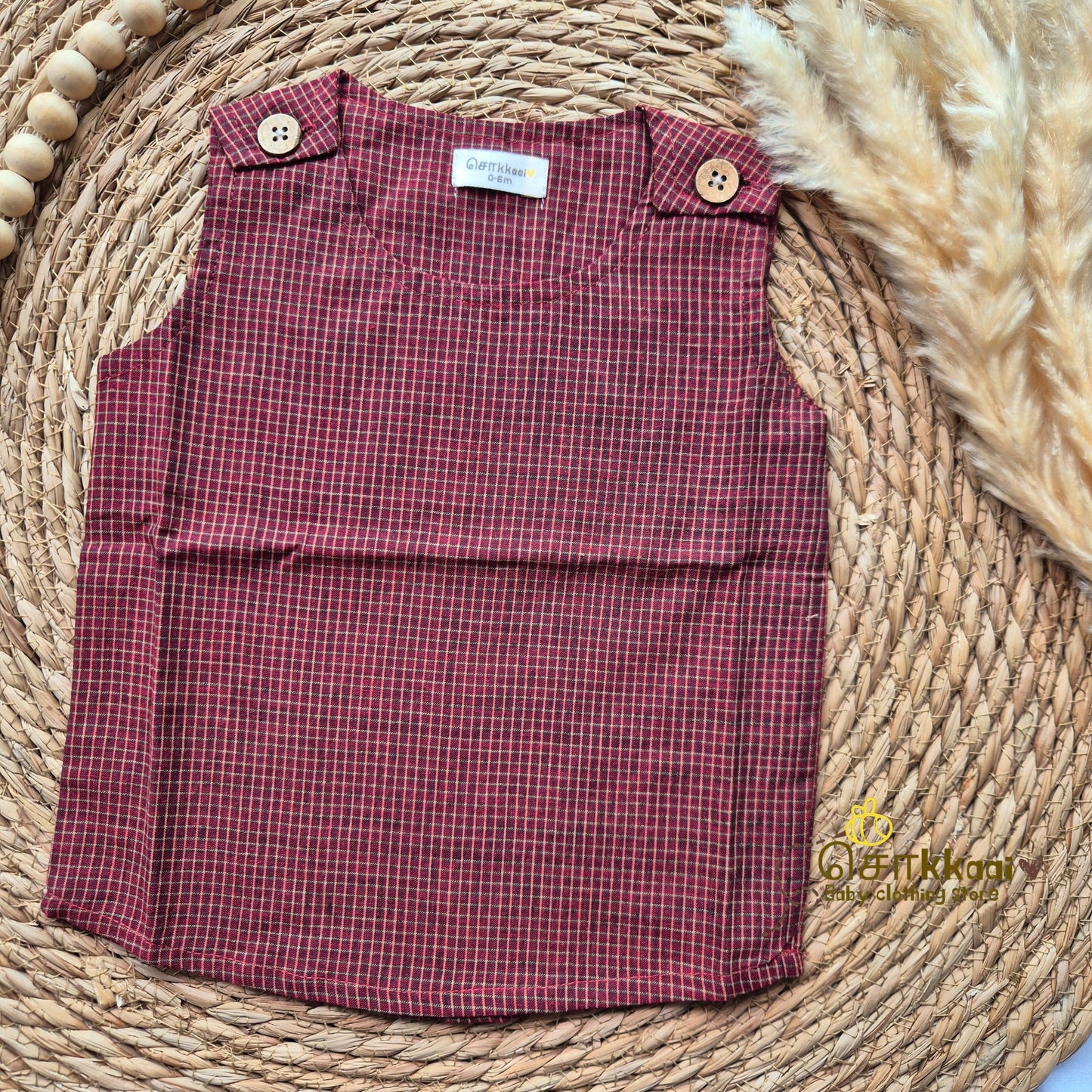 Kids cotton shoulder button tops (0 to 3years) - Sokkaai