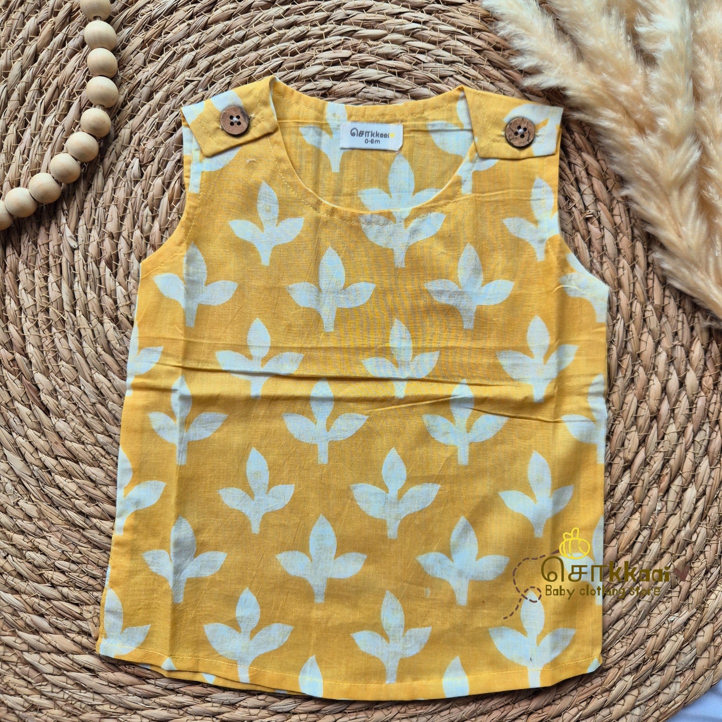 Kids cotton shoulder button tops (0 to 3years) - Sokkaai