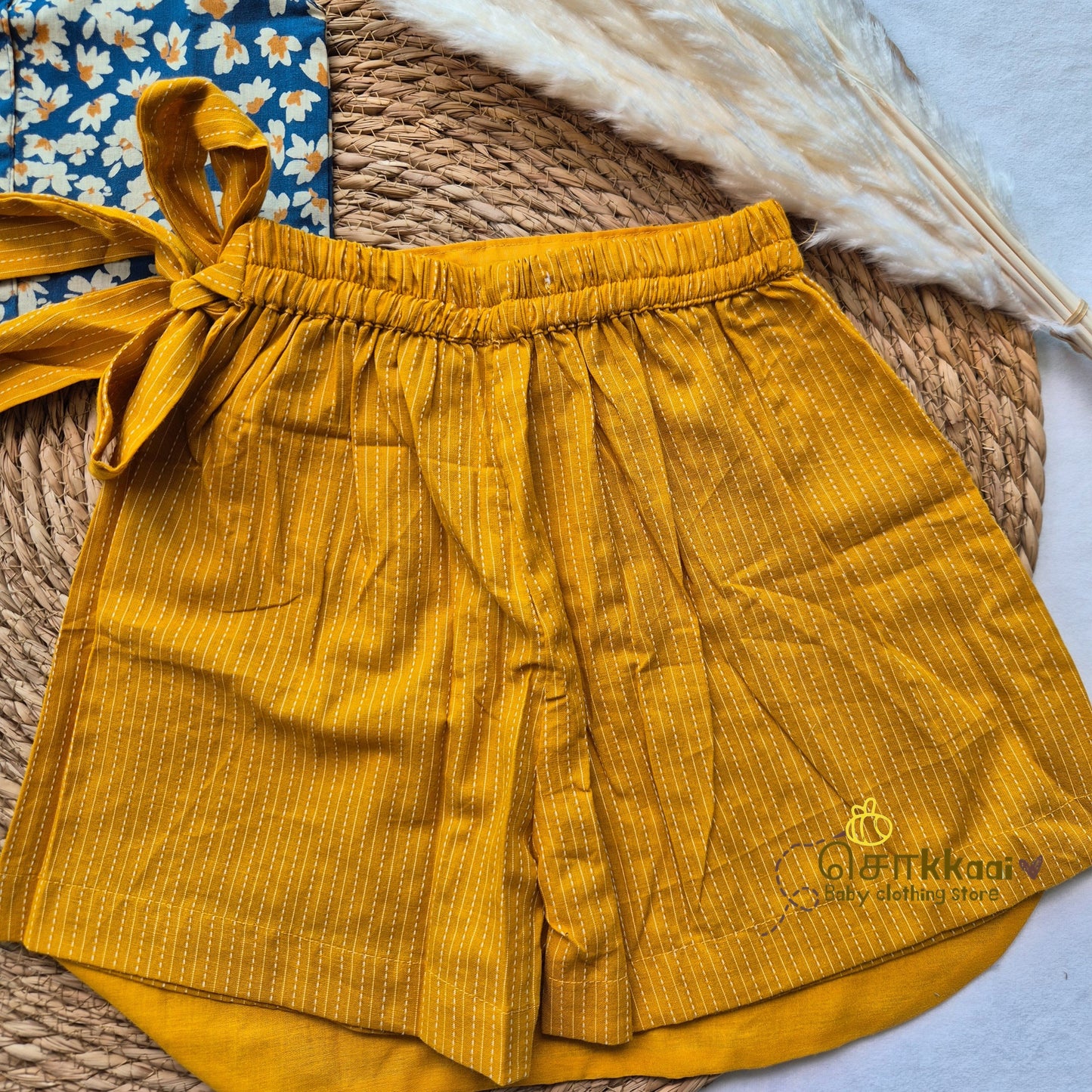 Blue wild bloom cotton skort and top for Girls (2-6years) - Sokkaai