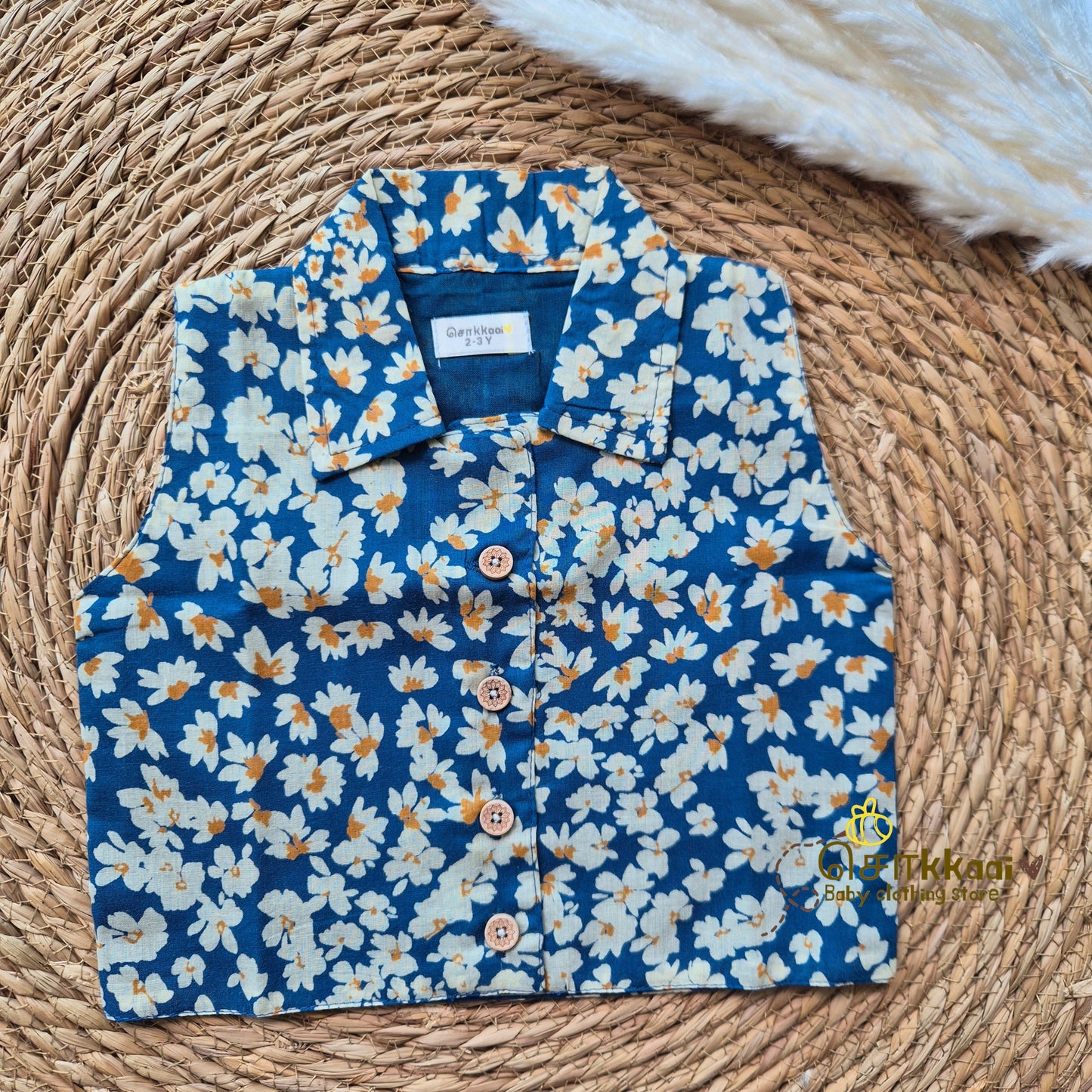 Blue wild bloom cotton skort and top for Girls (2-6years) - Sokkaai