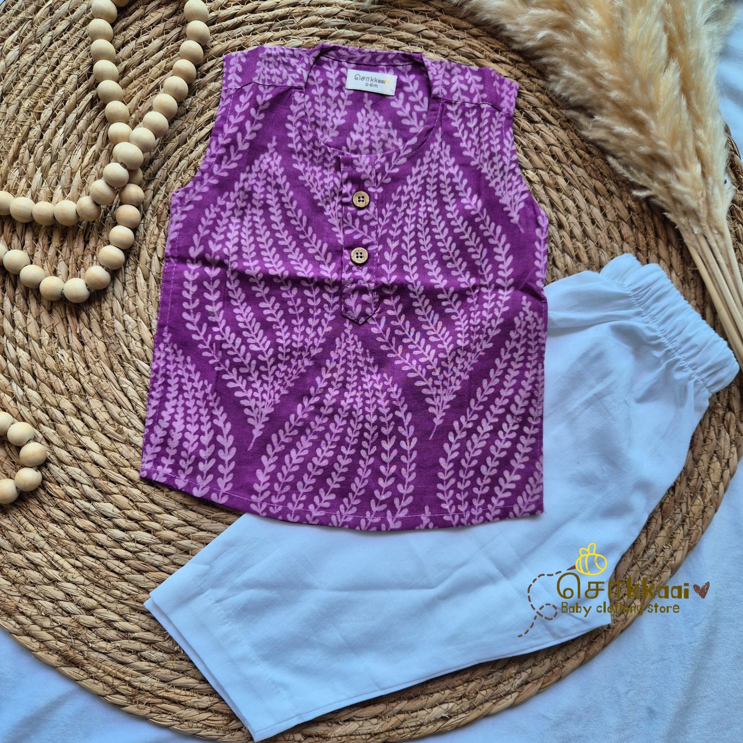 Lavender trail cotton kids top (0 to 3years)