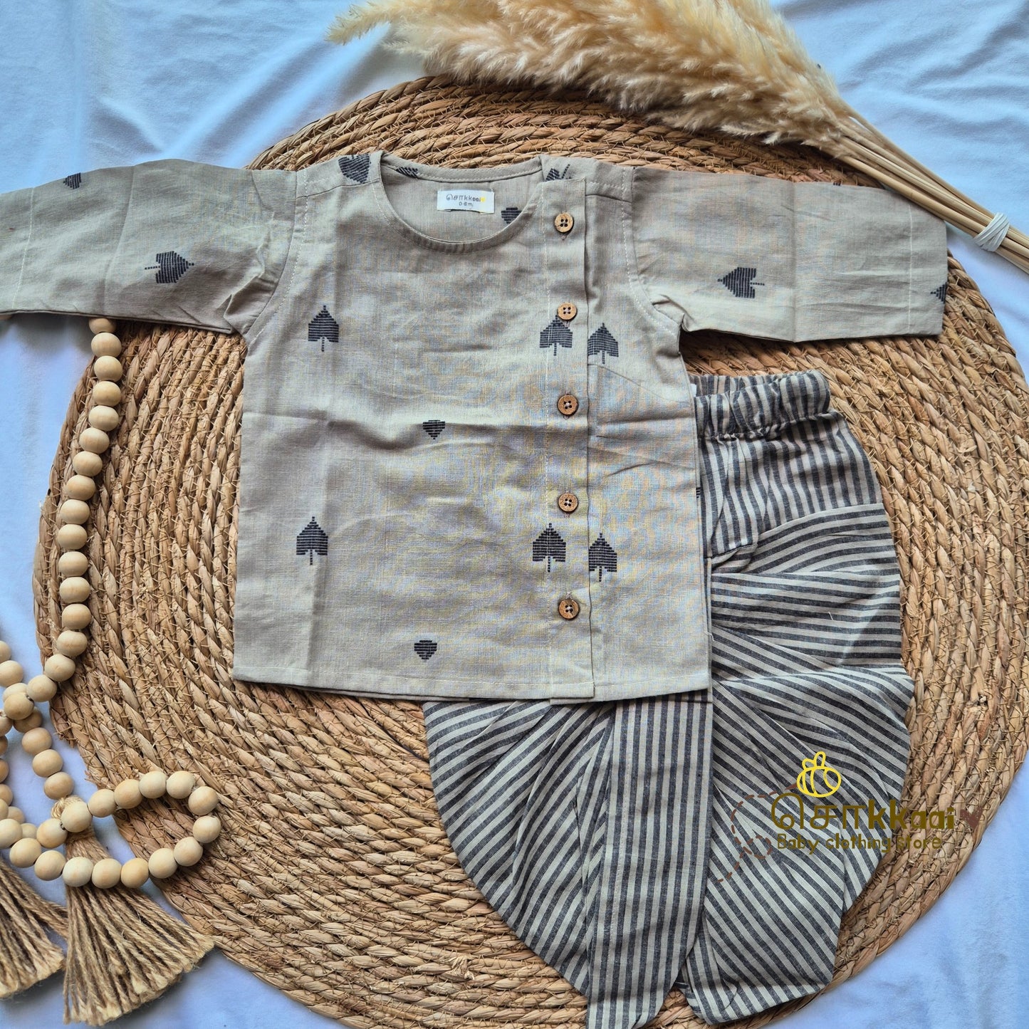 Spade bloom kids cotton dhoti set (0-3yrs)