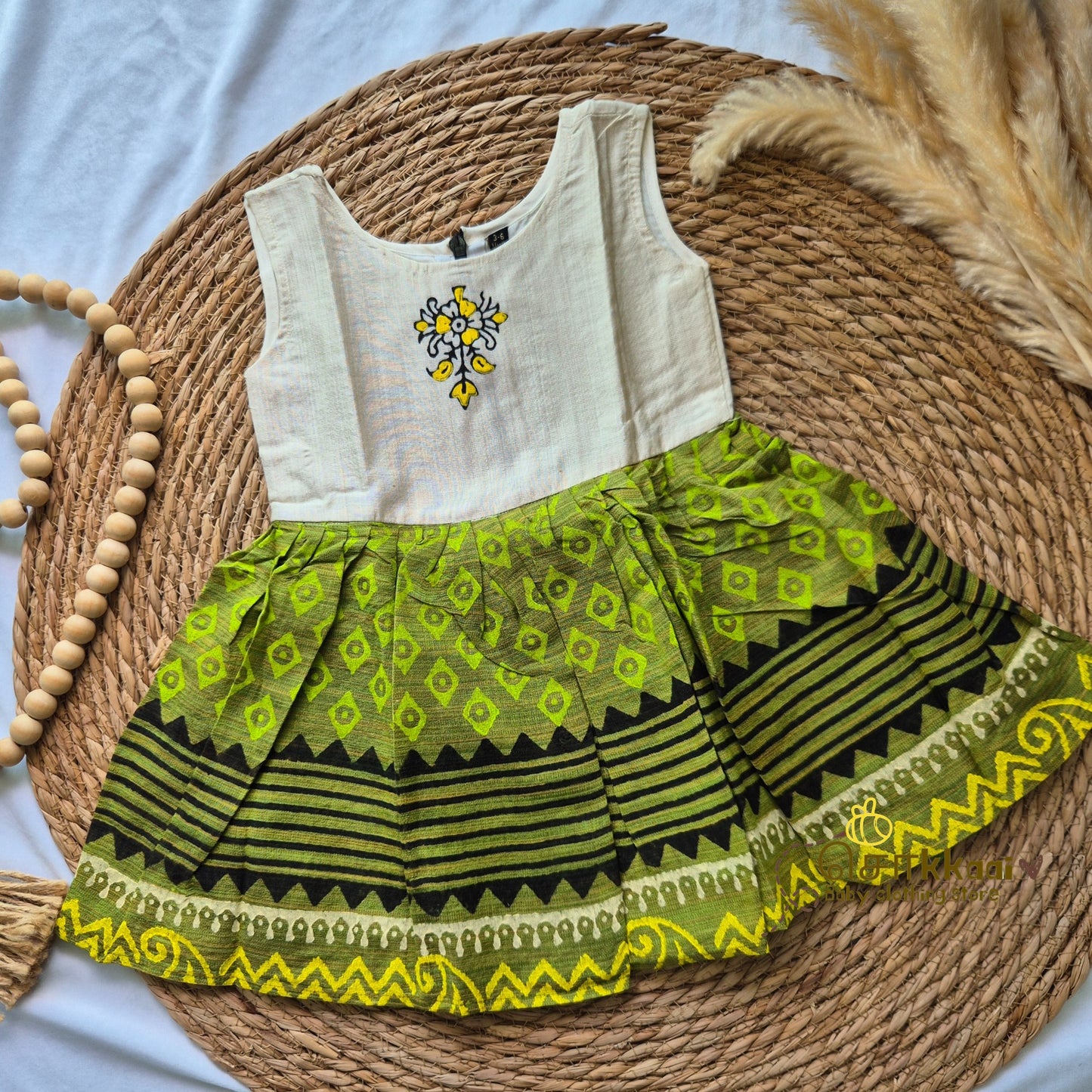 Artisan handmade Girl Frock - (3-6m)