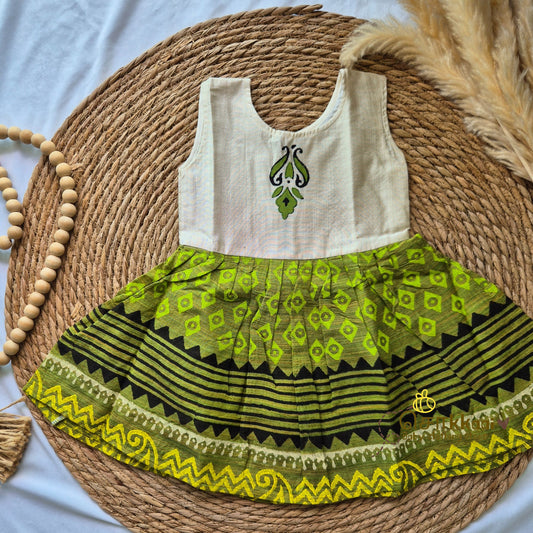 Artisan handmade Girl Frock - (3-6m)