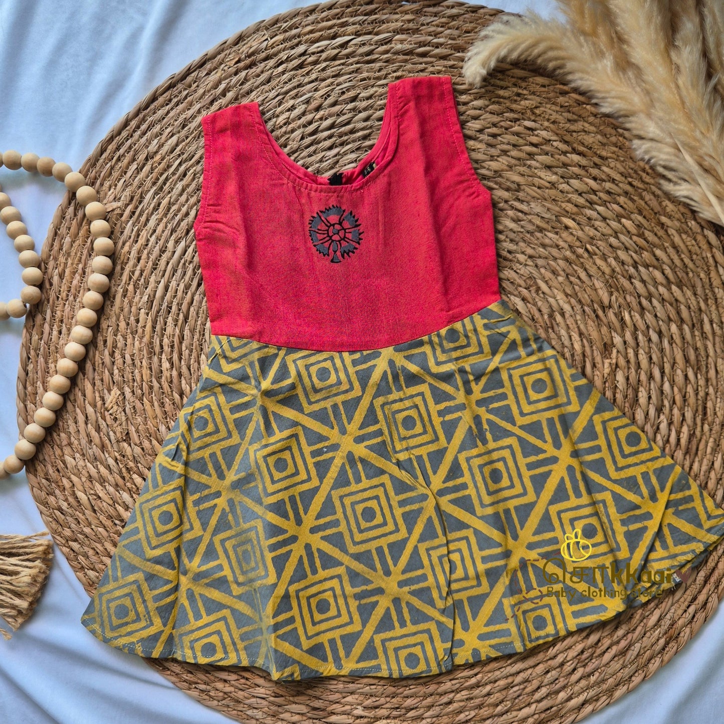 Artisan handmade Girl Frock - (3-6m)