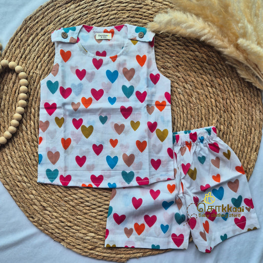 Heart candy cotton Coord Set (0-3years) - Unisex
