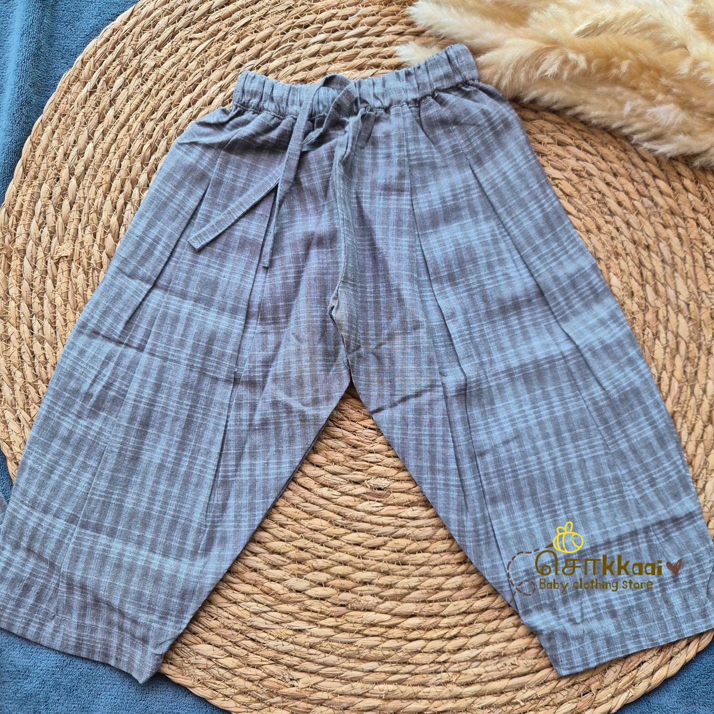 Off White & Grey Butta Cotton Kurti-Pattiyala Set Girl(6m-6years) - Sokkaai