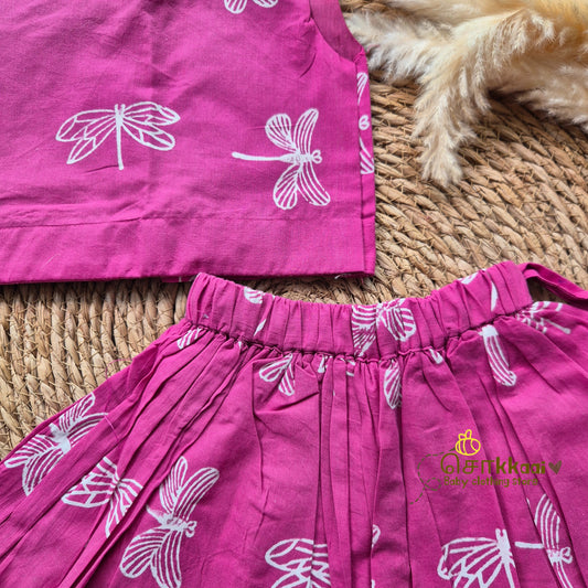 Pink Dragonfly Skirt and top Girls (6m-6years) - Sokkaai