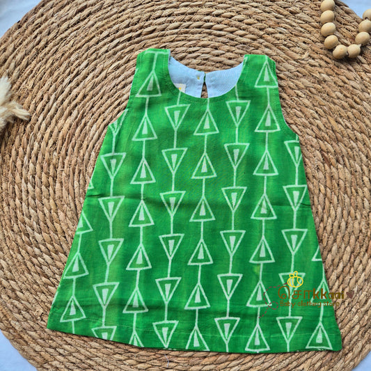 Green Triangle Vines A-line frock - (0-6years) Sokkaai