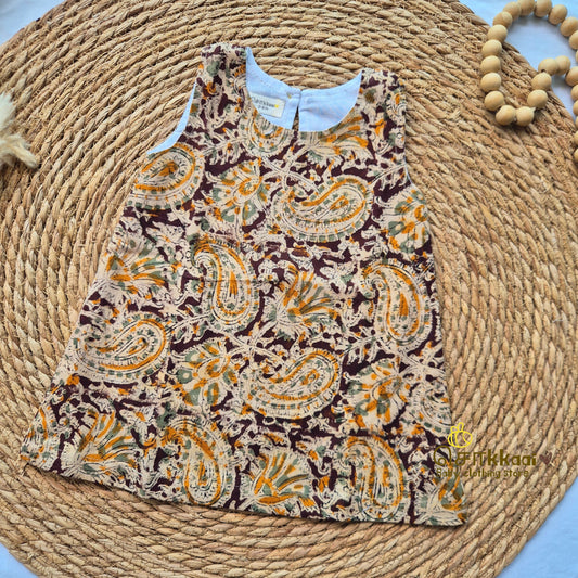 Brown Rapid Kalamkari A-line frock - (0-6years) Sokkaai