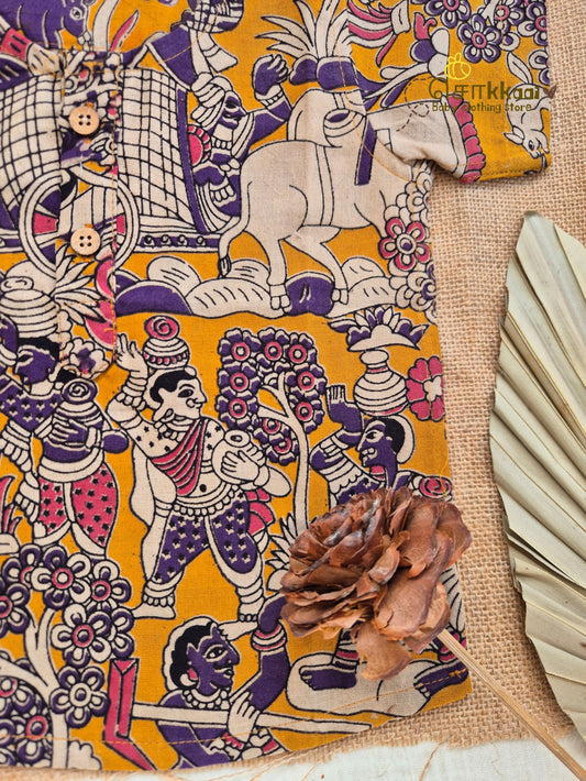 Golden Folk Kalamkari Short Sleeve Kurta/ Jippa (0-6years) - Sokkaai