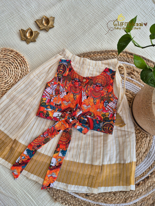 Onam Theyyam Skirt and Top Girls (6m-6years) - Sokkaai