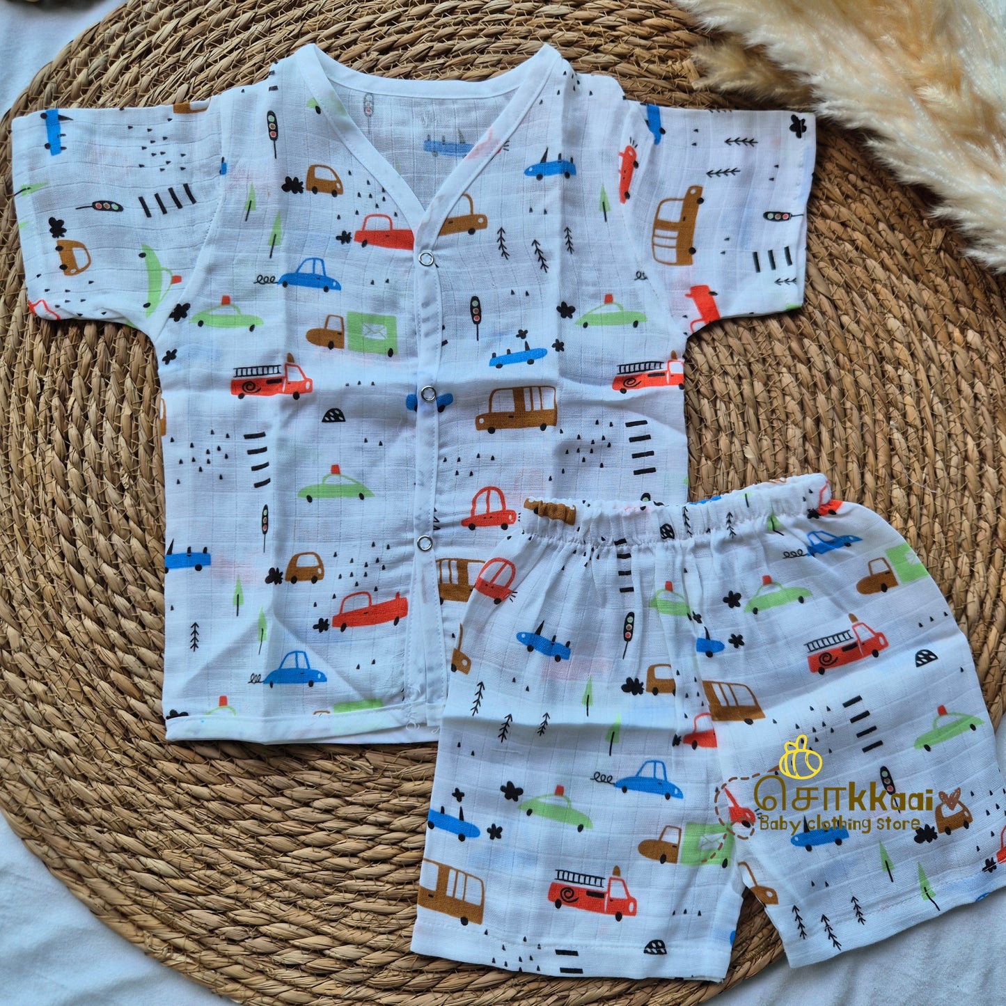 100% Organic Muslin Coord Set (0 to 6m) - Sokkaai