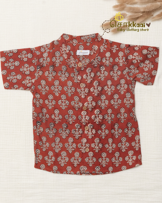 Earthy Petals Mandarin Collar Kids Shirt (0-6yrs) - Son