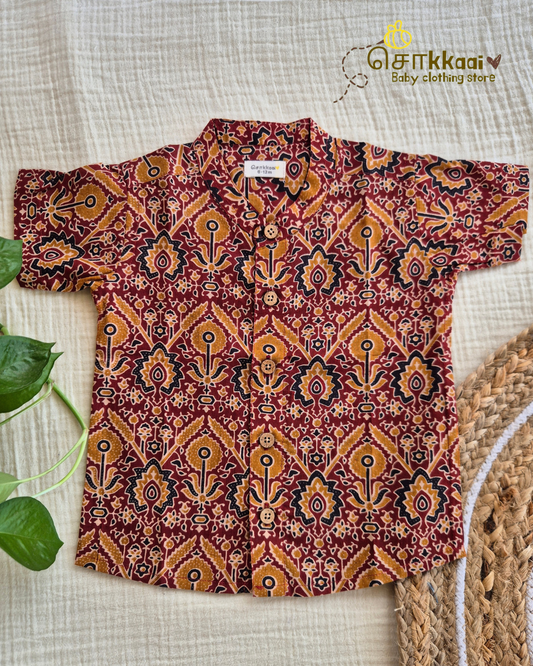 Rustic Boho Mandarin Collar Shirt (0-6yrs) - Sokkaai
