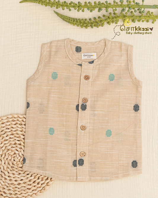 Ivory Dune centre button sleeveless top (NB-2years) - Sokkaai
