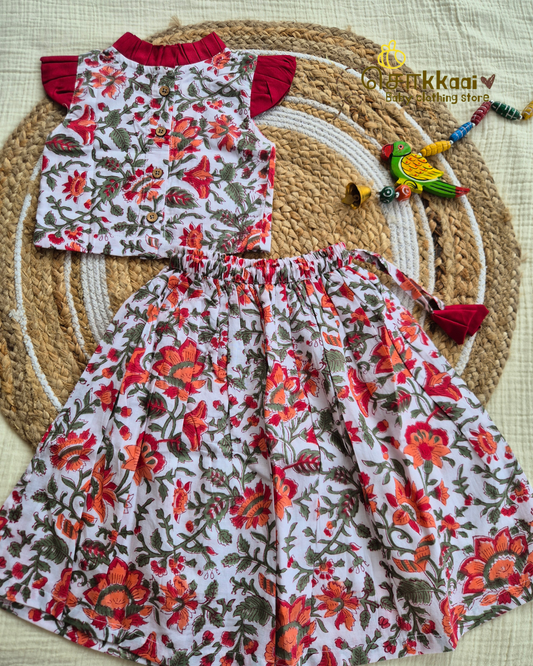 White Blooming Garden Skirt and Top Girls (6m-6years) - Sokkaai