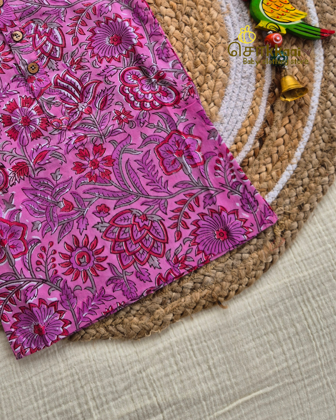 Pink Gulab Long Kurta(6m-6yrs) - Sokkaai