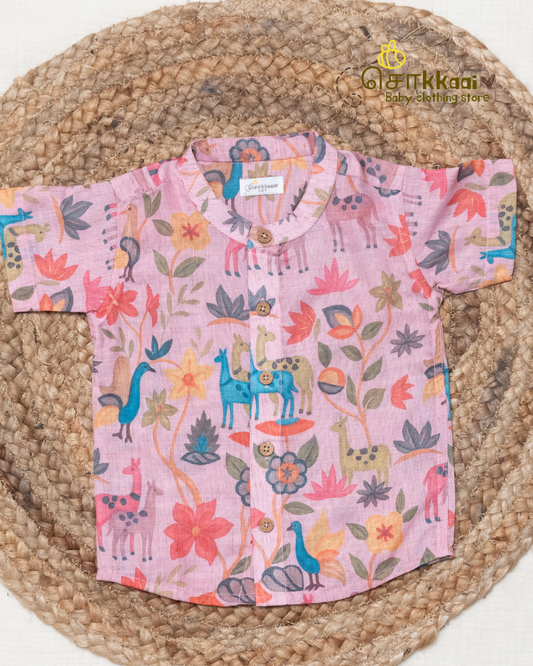 Blush Meadow Mandarin Collar Shirt (0-6yrs) - Sokkaai