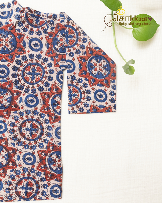 Indigo Pottery Printed Mandarin Collar Kids Kurta (0-6yrs) - Son